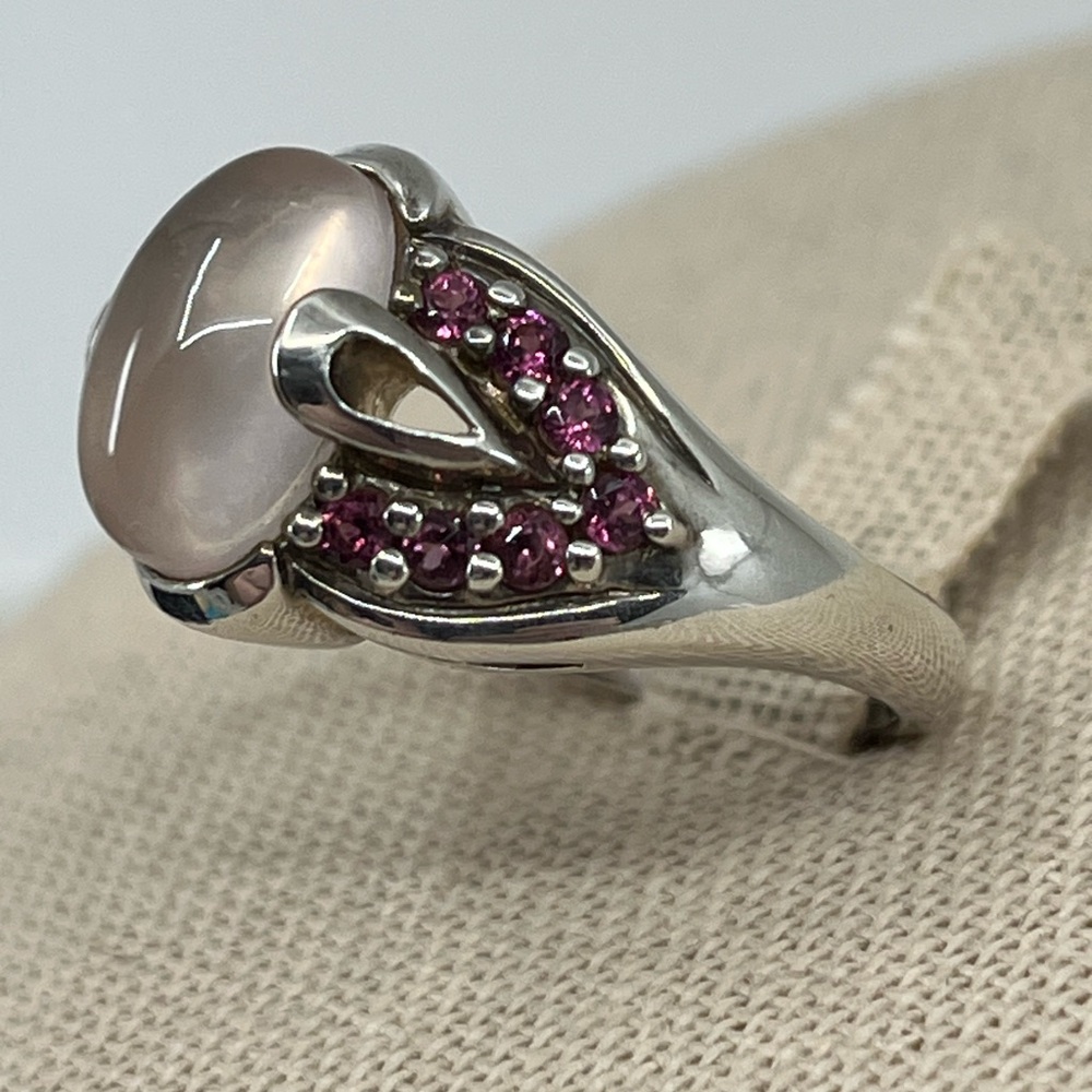 Vintage Sterling Silver Moonstone & Purple Gemstone Ring - Size 7 - Picture 4 of 17
